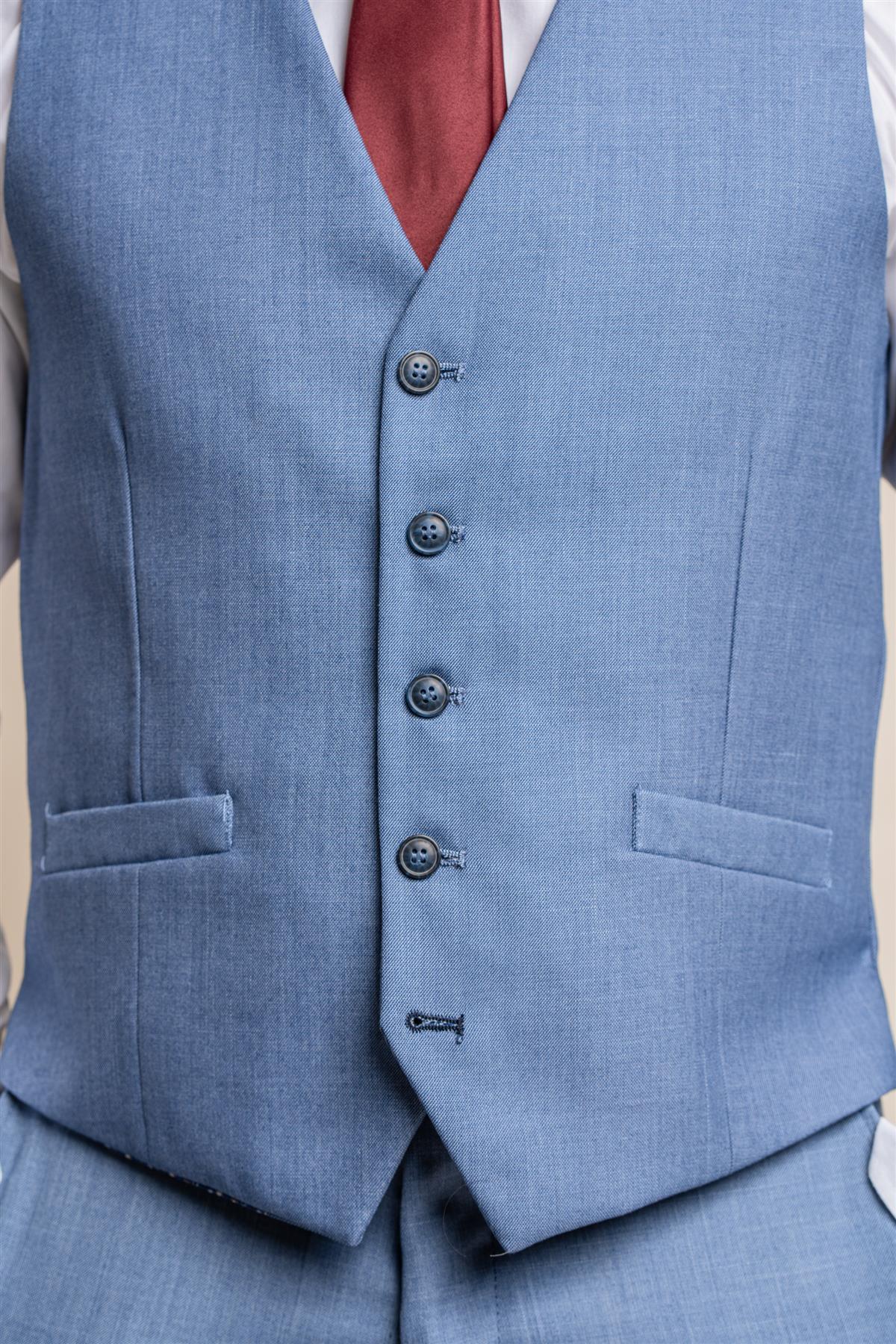 Blue jay waistcoat front detail