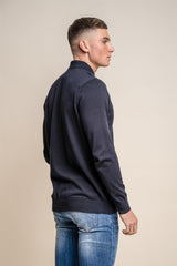 Falcao navy quarter zip jumper back