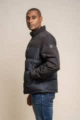 Farros puffer charcoal coat side