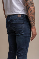 Elliot navy stretch slim fit jean back detail