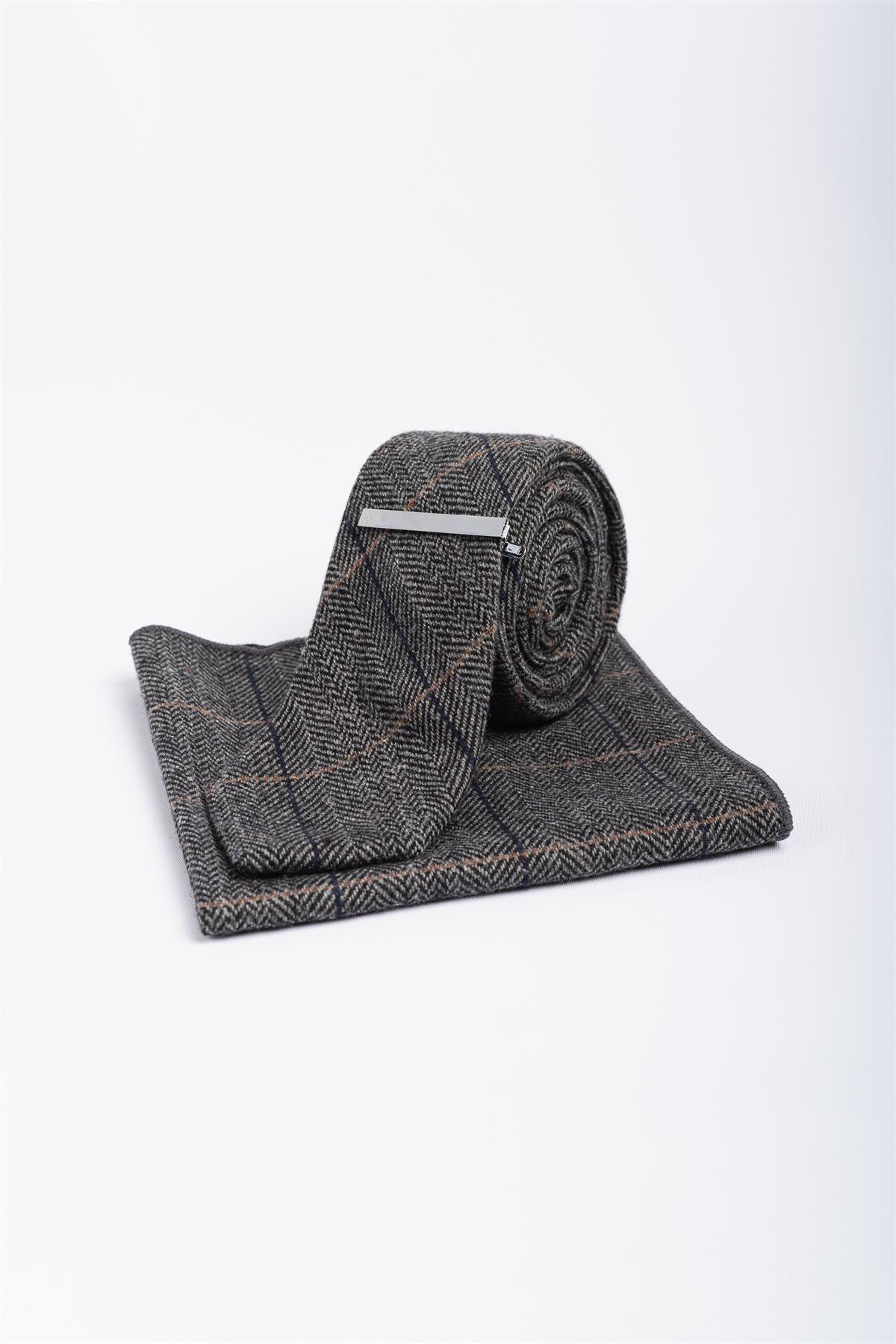 albert grey tweed tie set