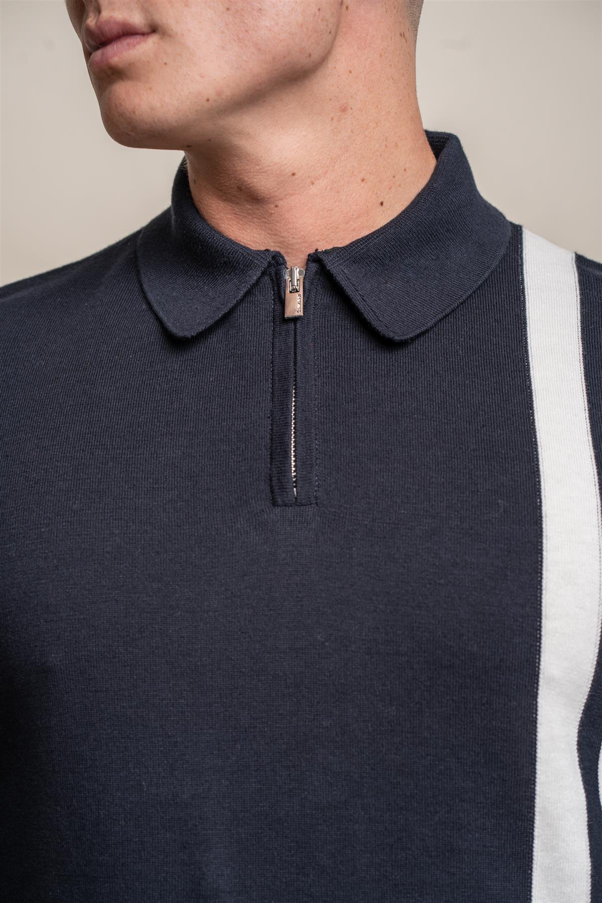 Diablo navy quarter zip jumper front detail