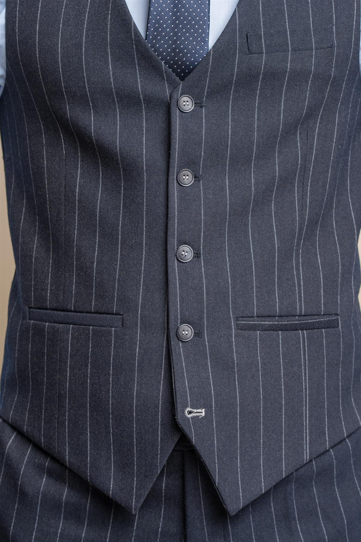 Invincible striped waistcoat front detail