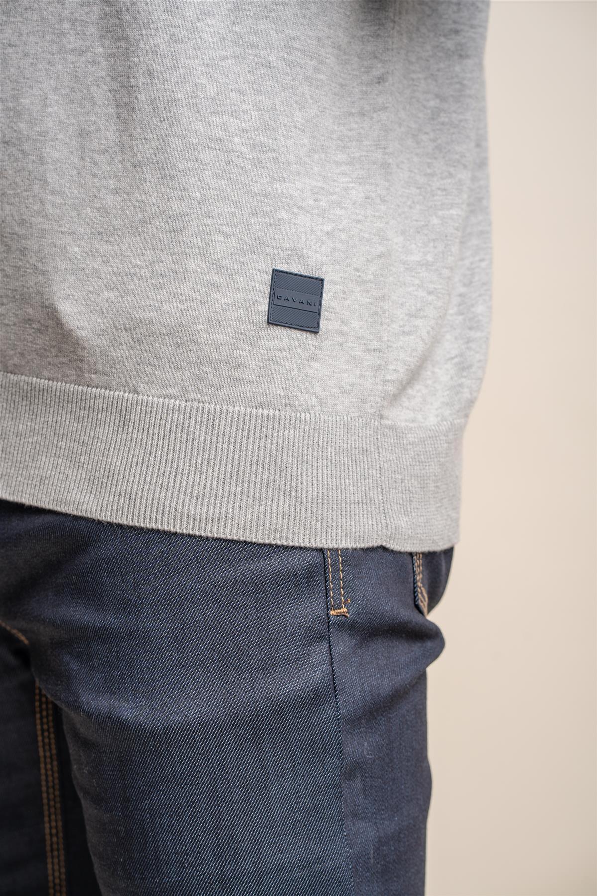Falcao grey quarter zip jumper detail