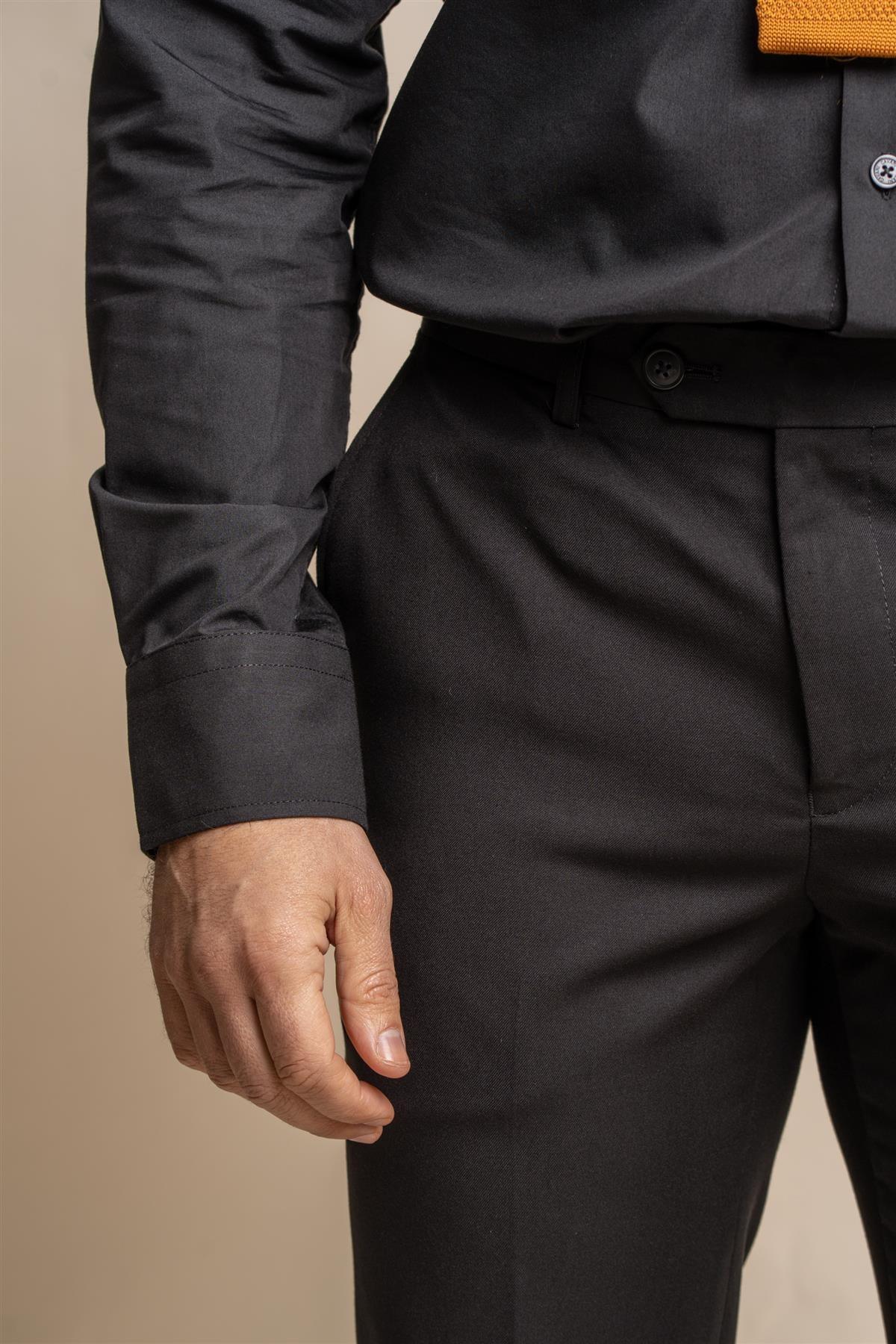 Marco black trouser front detail