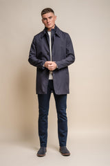 Brando mac navy long coat front
