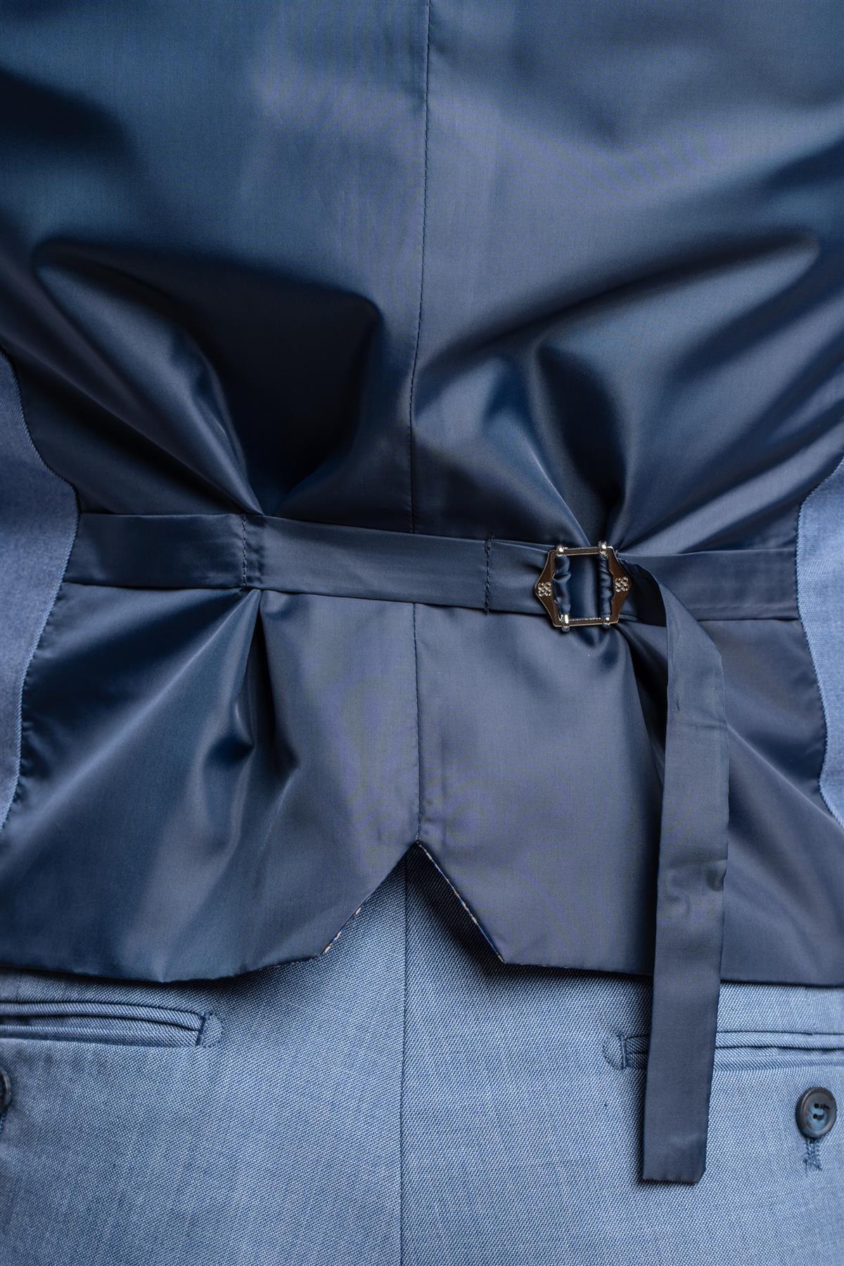 Blue jay waistcoat back detail