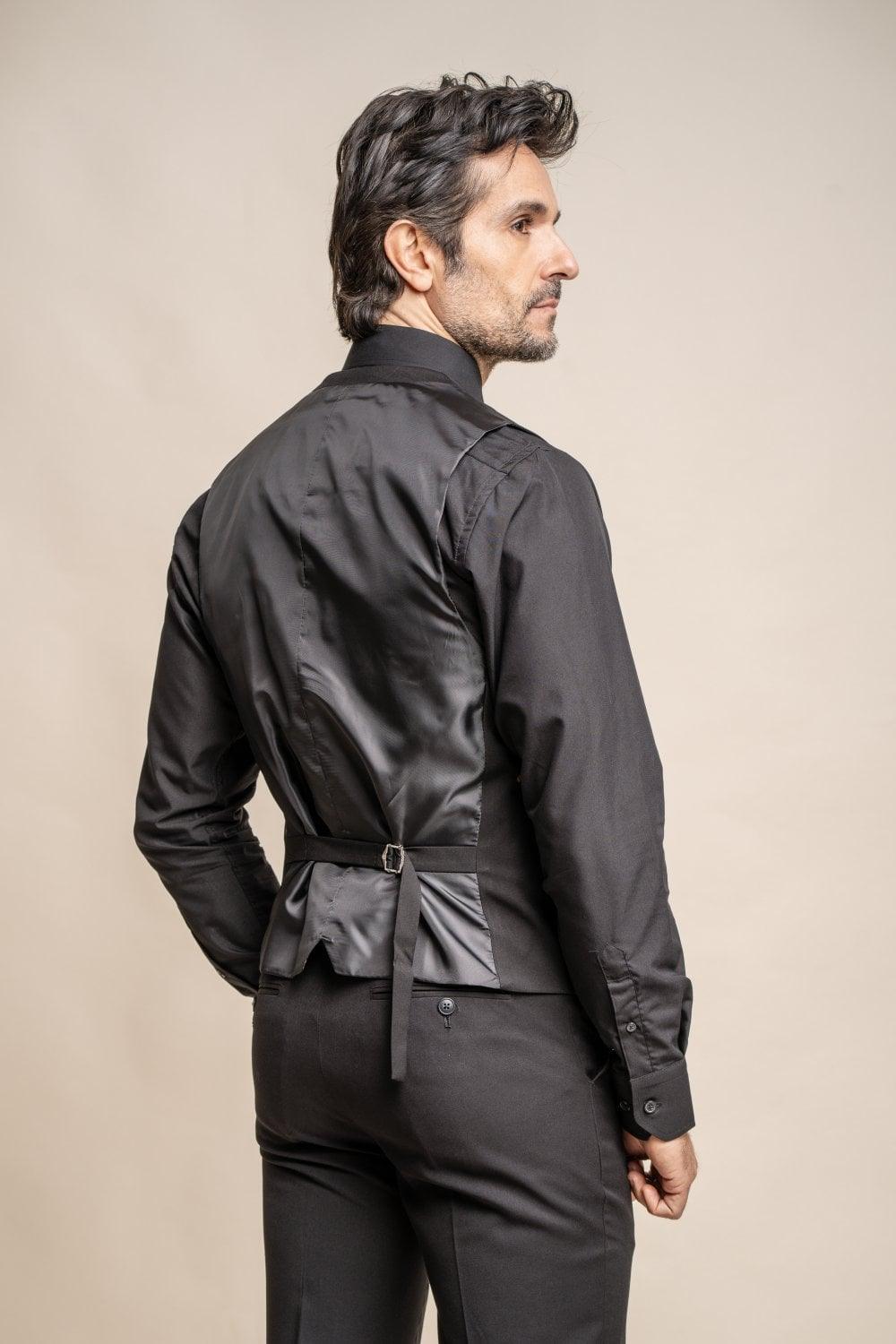 Marco black regular waistcoat back